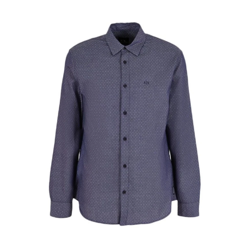 Armani Exchange Blauw Overhemd met Polka Dots Blue Heren