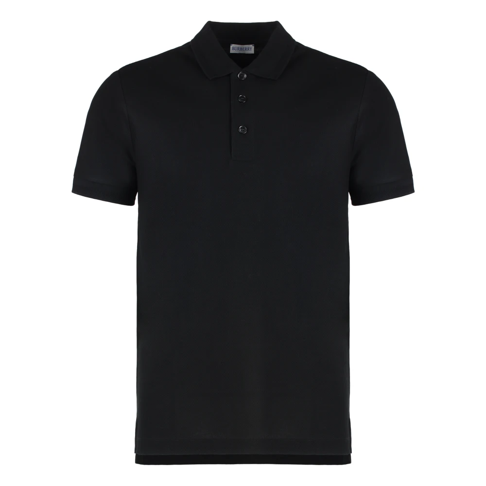 Burberry Katoenen Poloshirt met Zijsplitten Black Heren