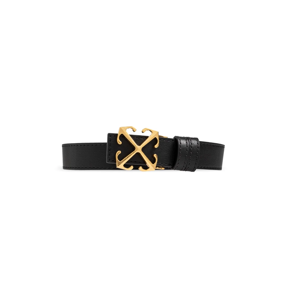 Off White Leren riem Black Dames