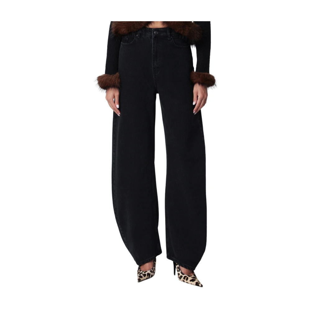 Rotate Women's Black Draped Barrel Leg Denim Jeans - Image 3