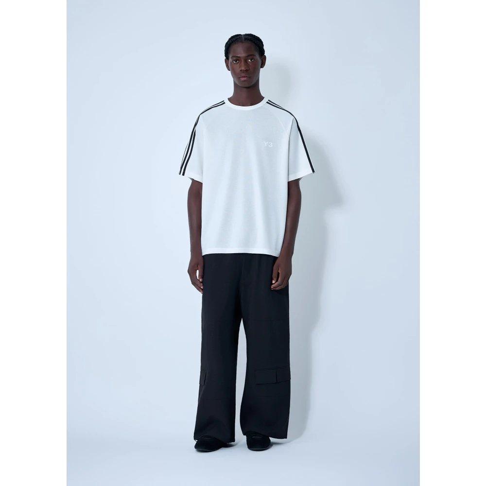 Adidas Uomo Bianco - Y-3 Short Sleeve Tee 3-Stripes - Sport - M - Immagine 6