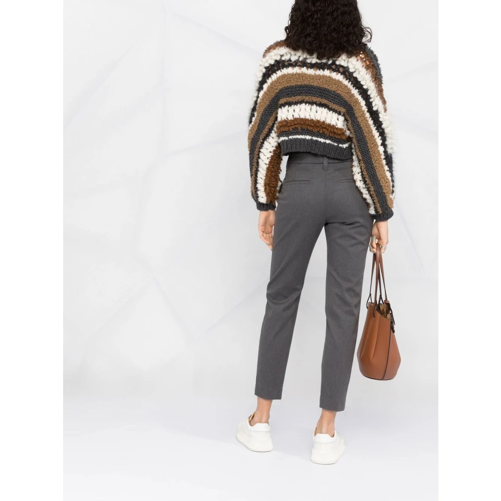 BRUNELLO CUCINELLI Grijze Katoenen Lange Broek Gray Dames
