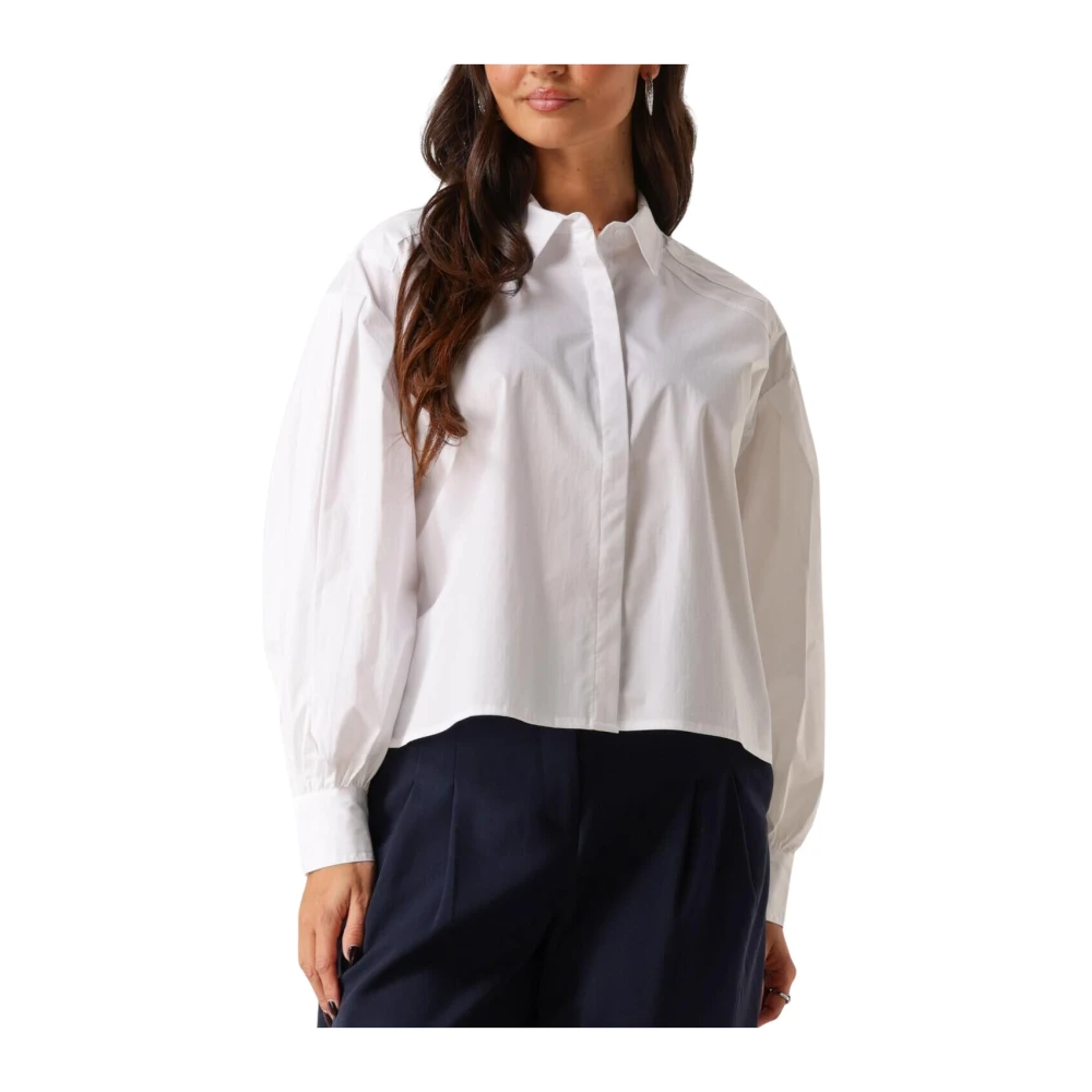 moss copenhagen Elegante Ecru Blouse met Subtiele Details Beige Dames