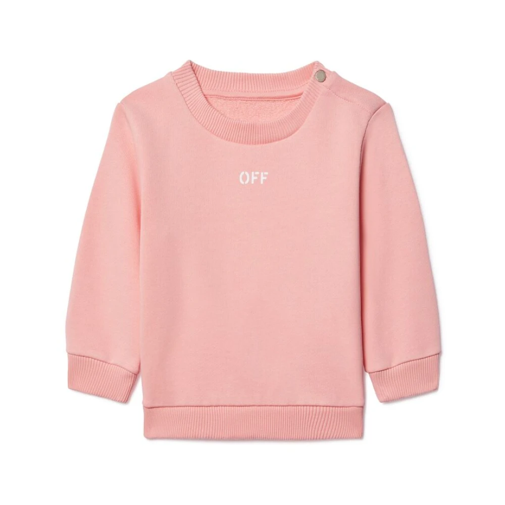 Off White Rosa Logo Print Crew Neck Sweatshirt Pink, Flicka