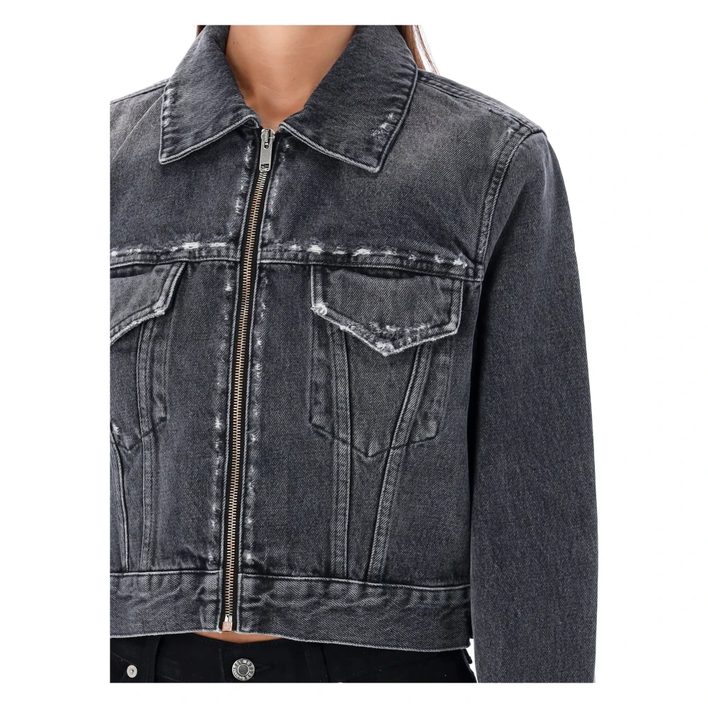 Givenchy Zwart Denim Cropped Jasje Black Dames