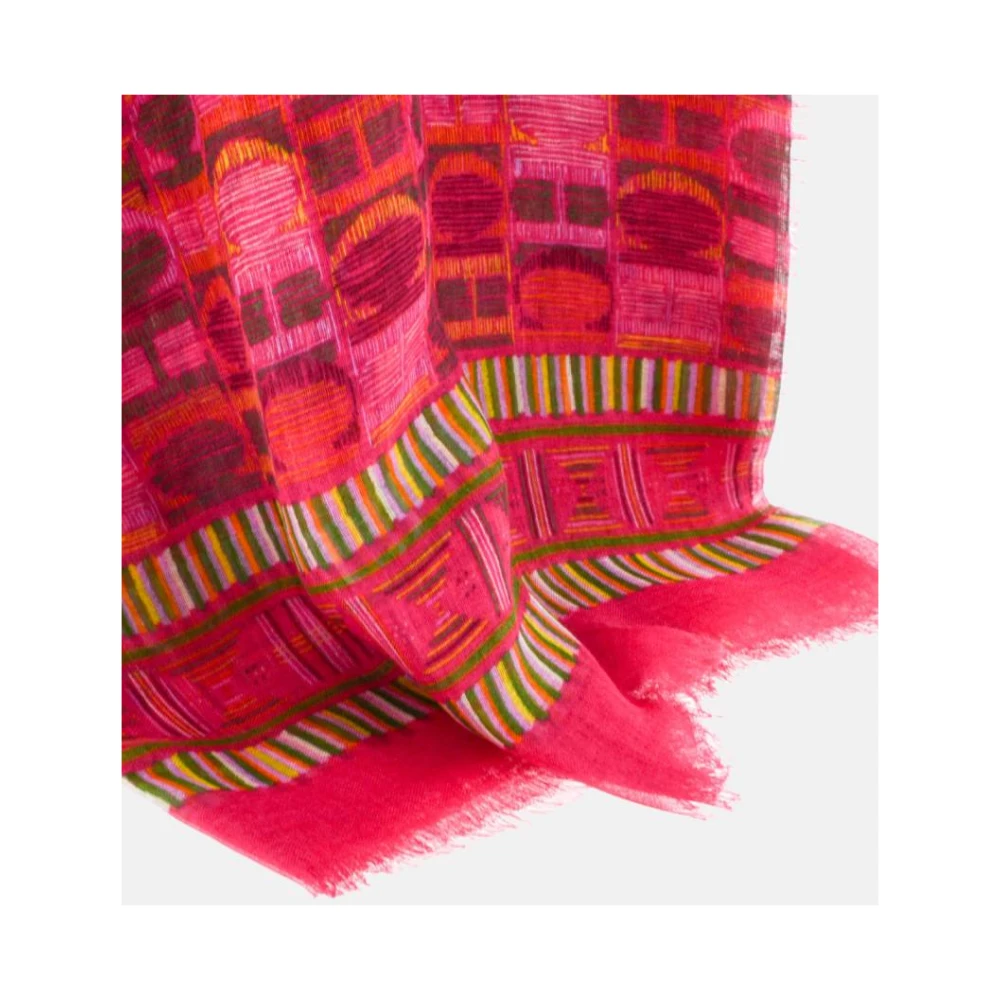 Carolina Herrera Multicolor Initialen Modal en Zijden Sjaal Red Dames