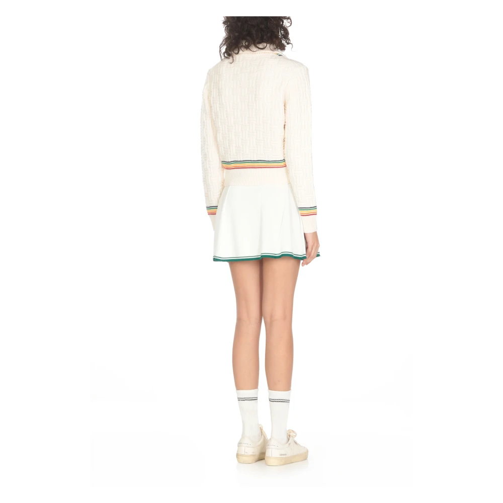 Casablanca Ivoor Merino Wol Gevlochten Sweater Beige Dames