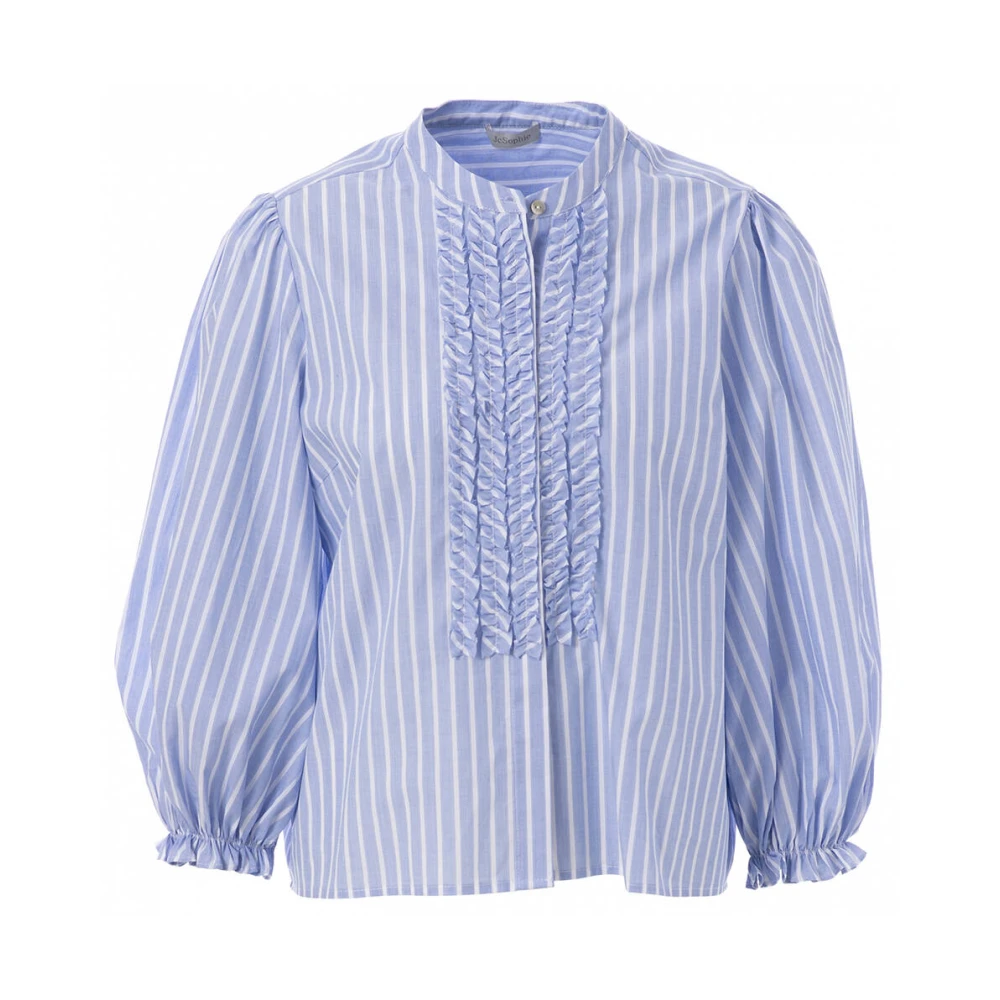 JC Sophie Gestreepte blouse met decoratie Blue Dames