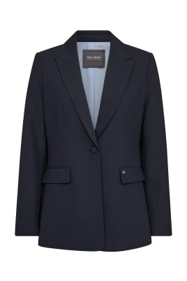 Marinblå Blazer med V-ringning och Ficklock