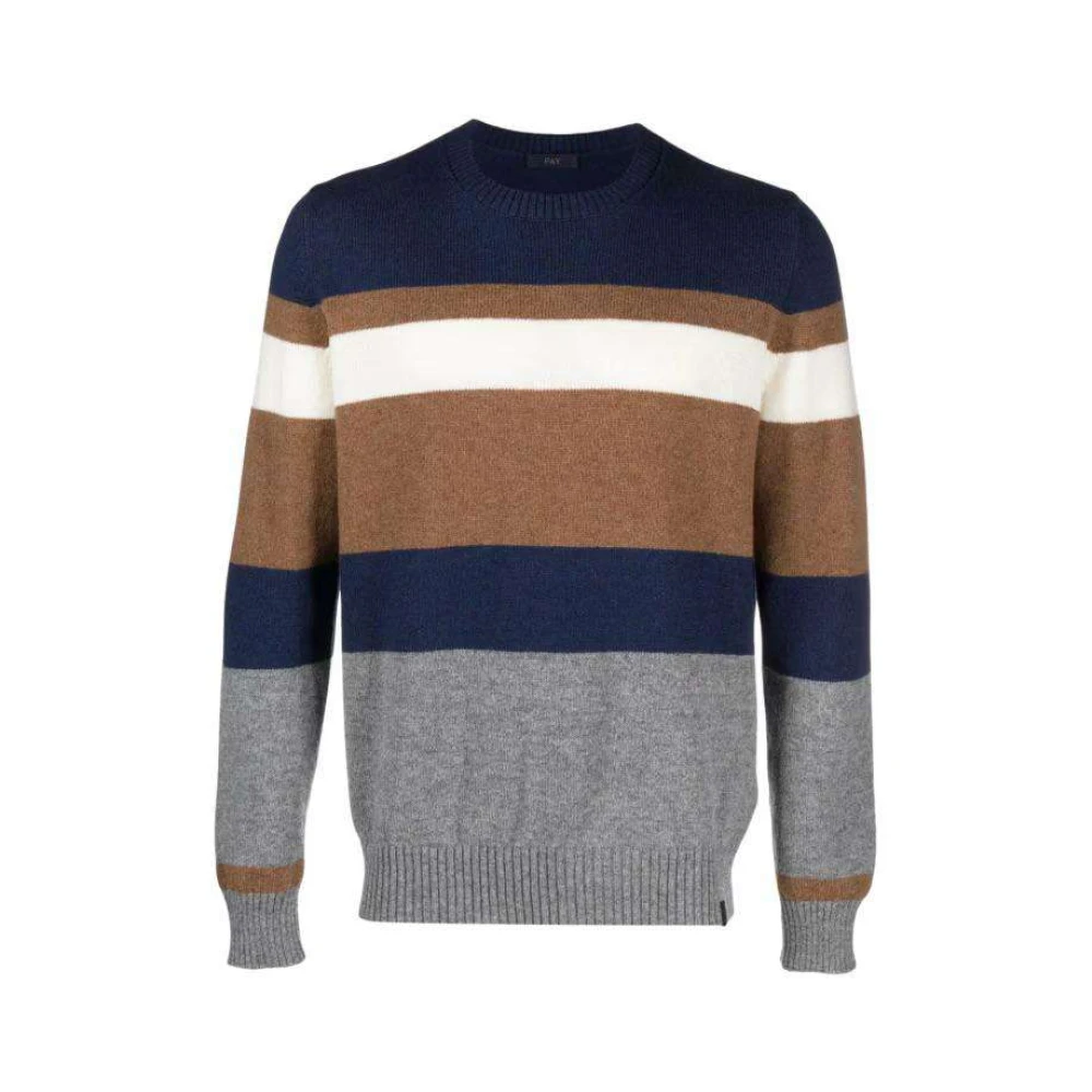 Fay Randig Crewneck Tröja Multicolor, Herr