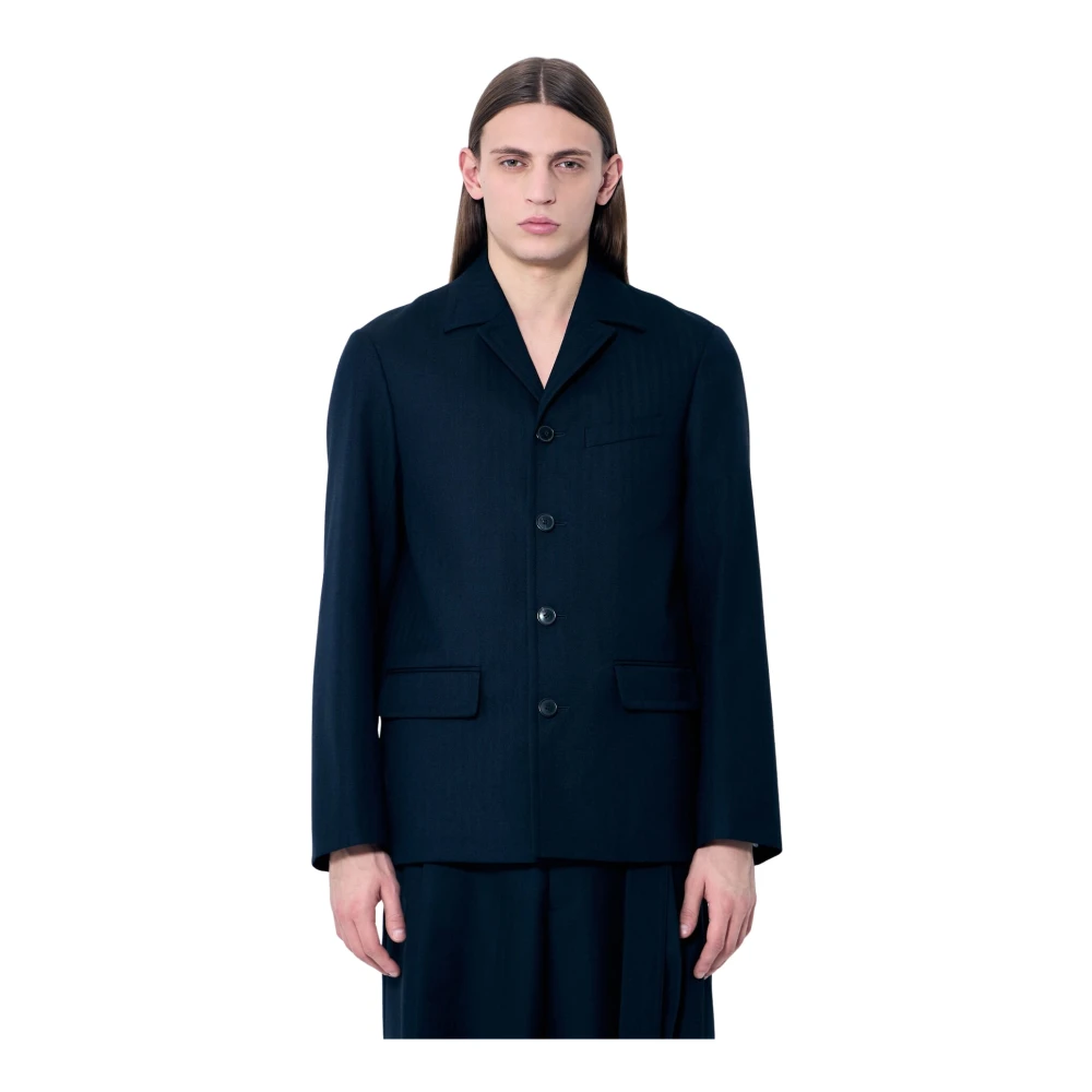 Dries Van Noten Men's Blue Blazers, S, Wool Tailored Jacket With Notched Lapels