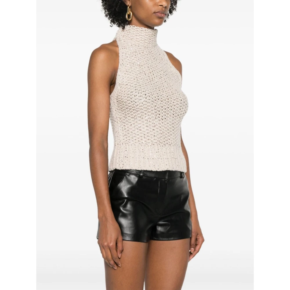 Ermanno Scervino Kristalversierde Naakte Wollen Trui White Dames