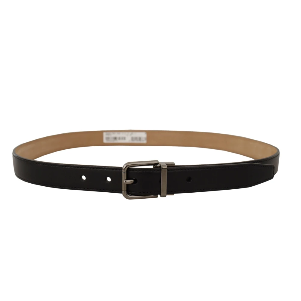Dolce & Gabbana Zwarte leren riem met metalen gesp Black Heren