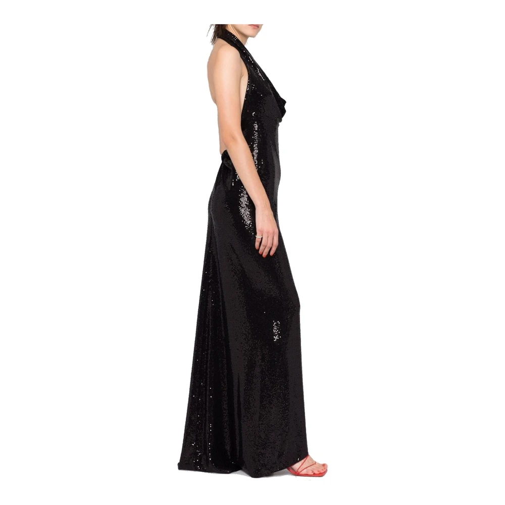 Blanca Vita Pailletten Versierde Lange Jurk met Strikdetail Black Dames