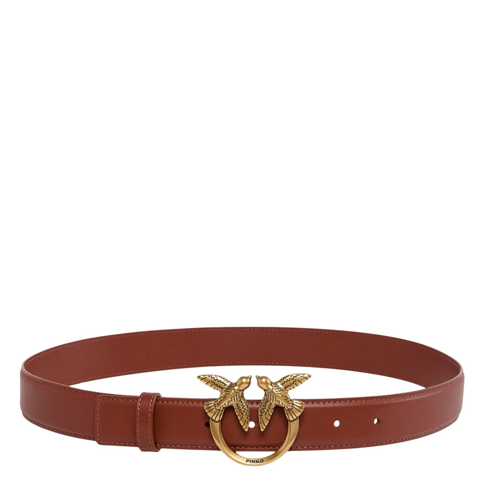 Pinko Women's Brown Love Birds Leather Belt With Logo - Belts - L - Accessories