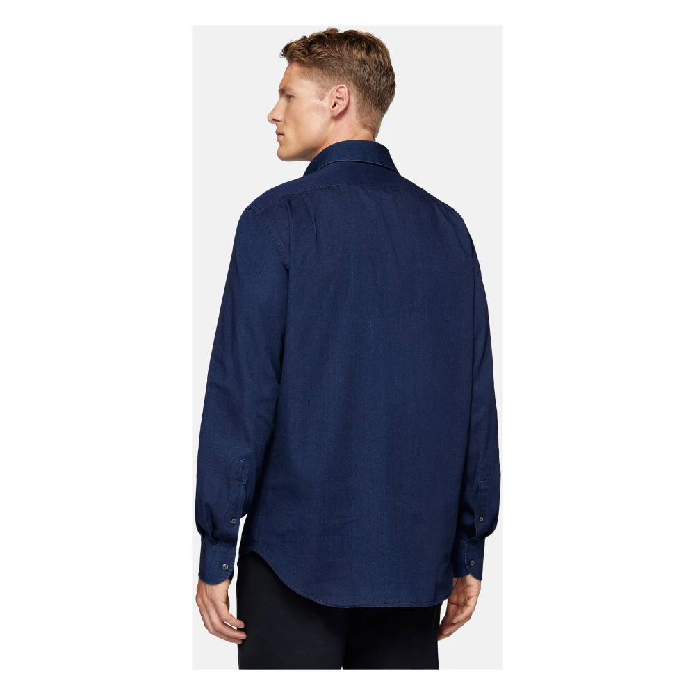 Boggi Milano Regular Fit Katoenen Denim Shirt Blue Heren