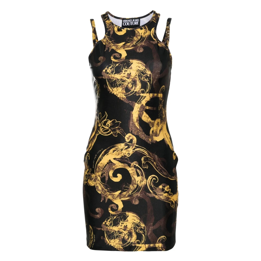 Versace Jeans Couture Zwarte Aquarel Print Minijurk Multicolor Dames