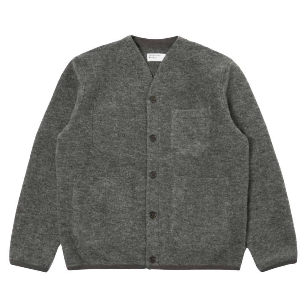 Grå Marl Uld Fleece Cardigan