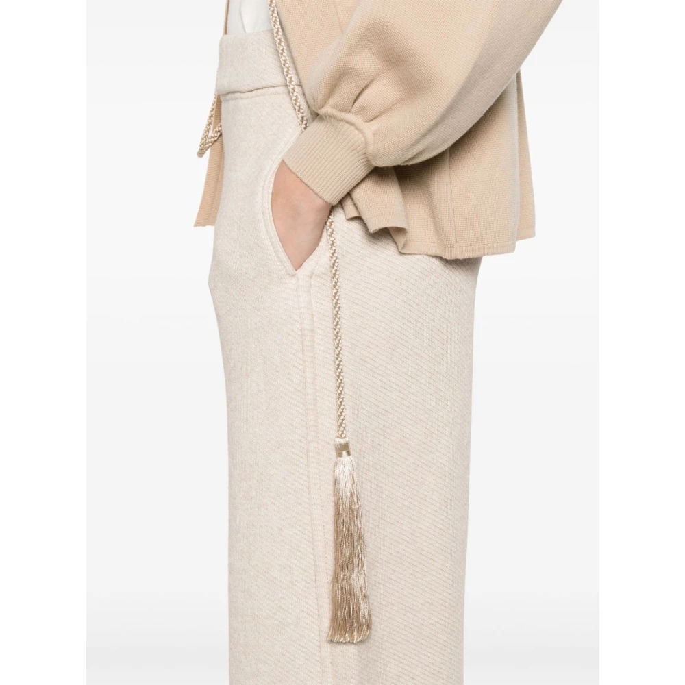 Max Mara Beige Elastische Taillebroek Franse Terry Beige Dames
