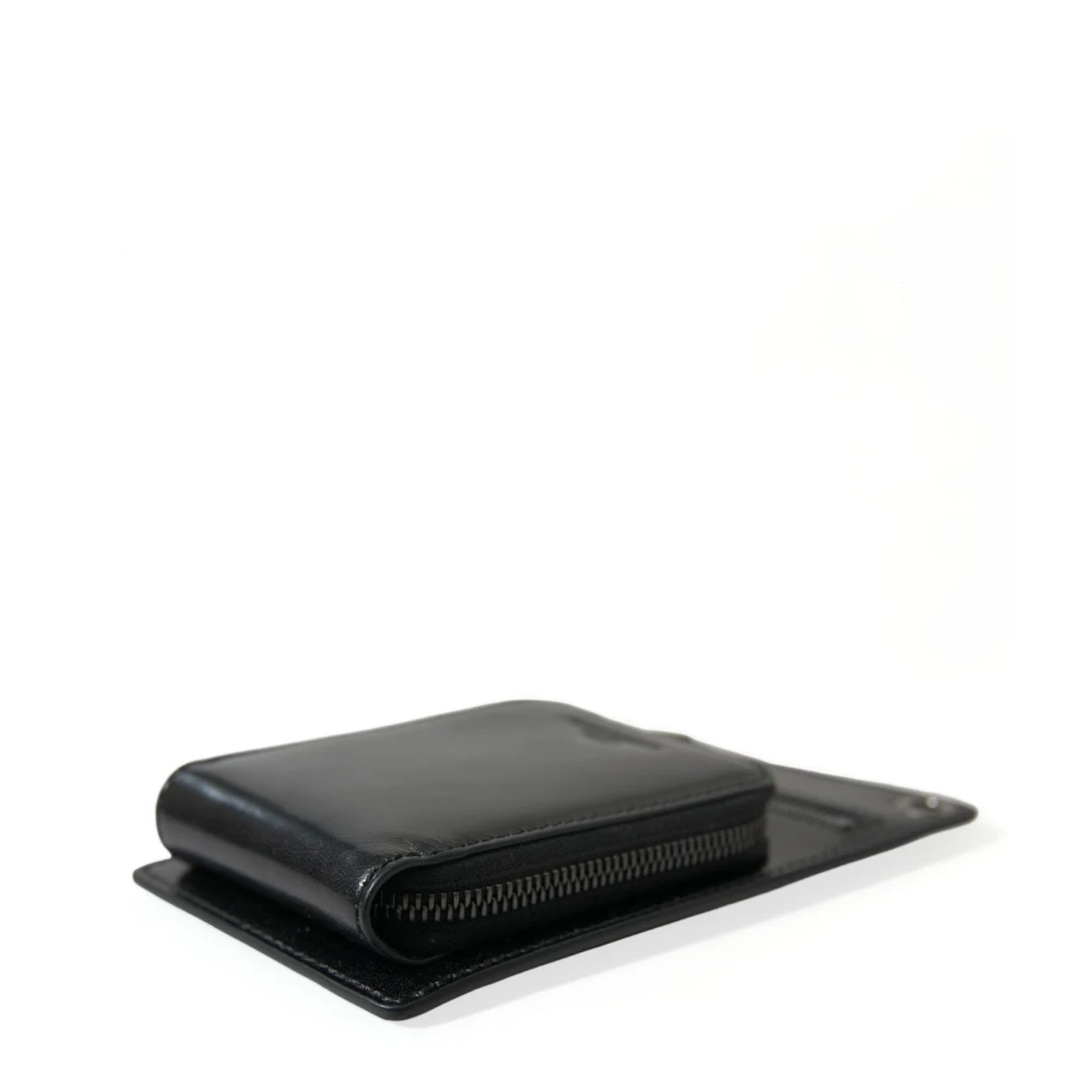 Dolce & Gabbana Zwarte leren portemonnee met band Black Heren