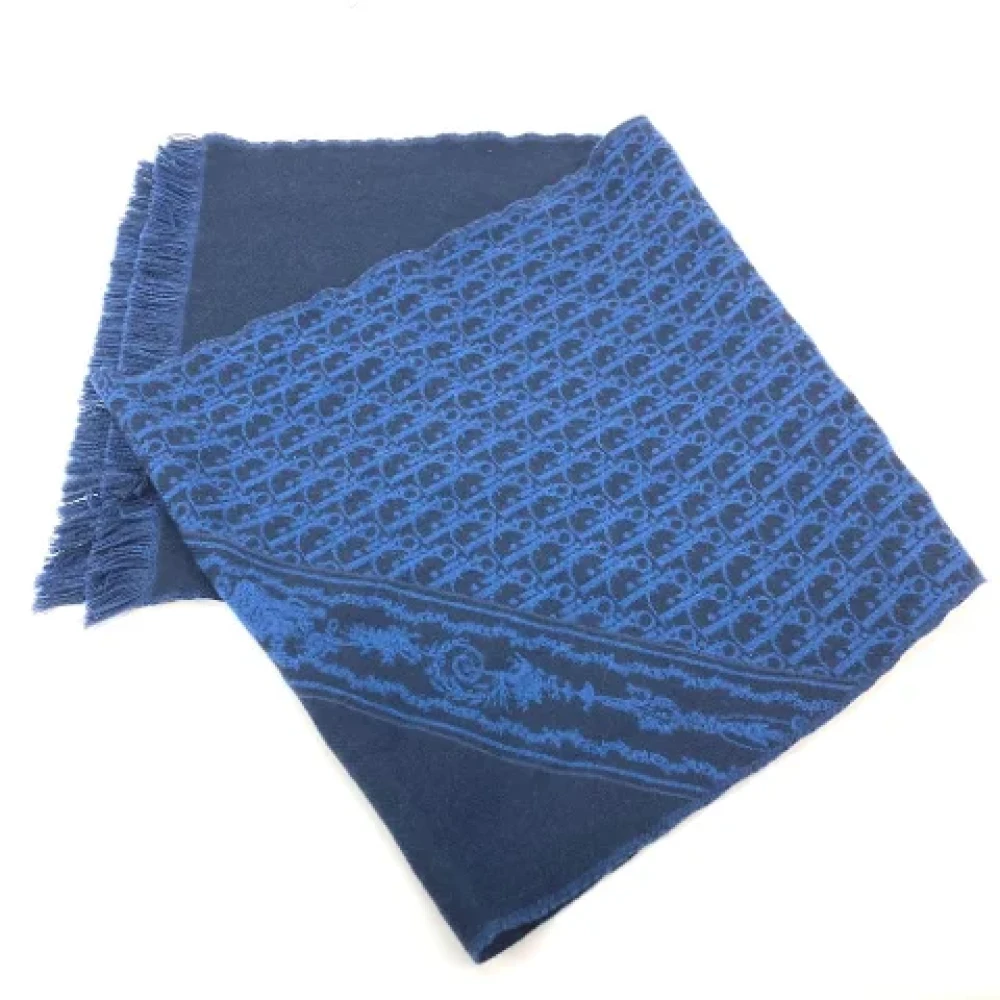 Dior Vintage Pre-owned Wool scarves Blue Dames