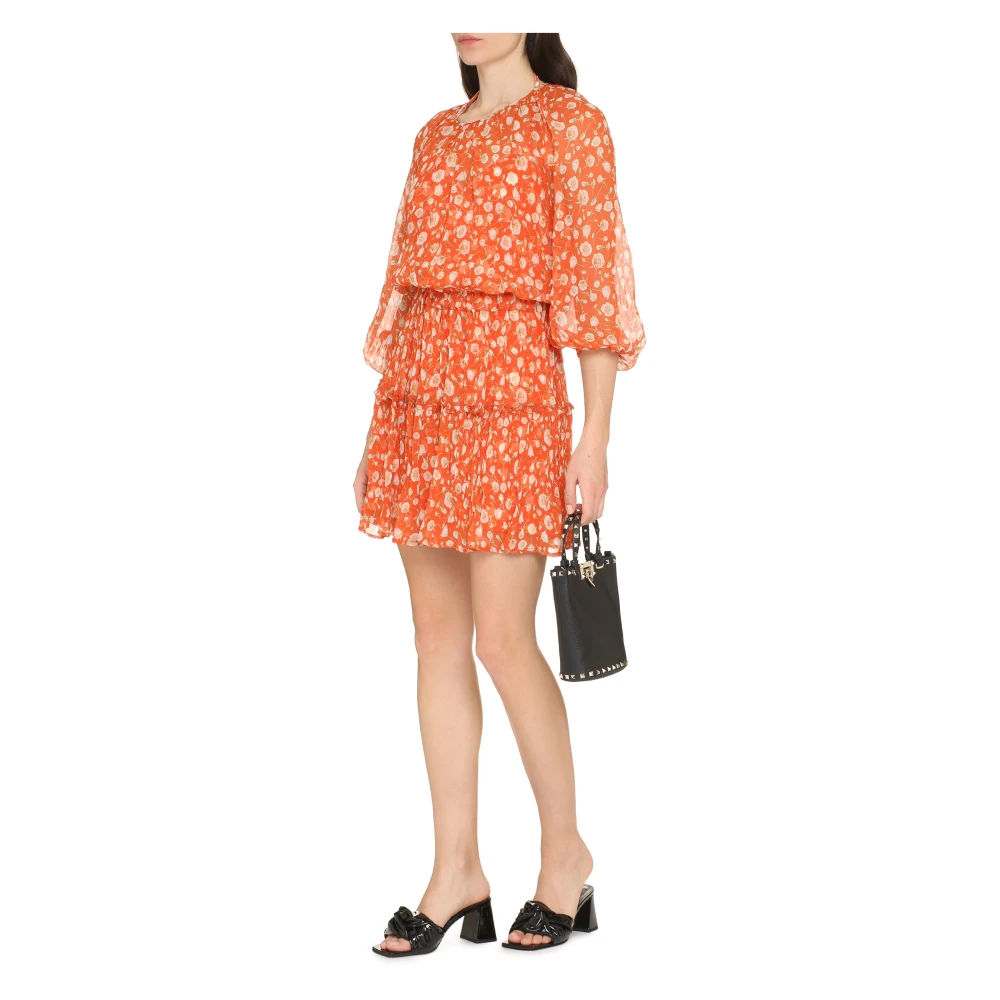 Alessia Zamattio Zijden mini-jurk met bloemenprint Orange Dames