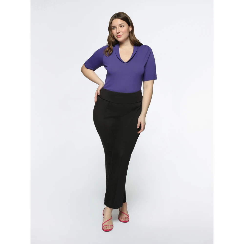 Fiorella Rubino Linnen Broek met Jersey Tailleband Black Dames