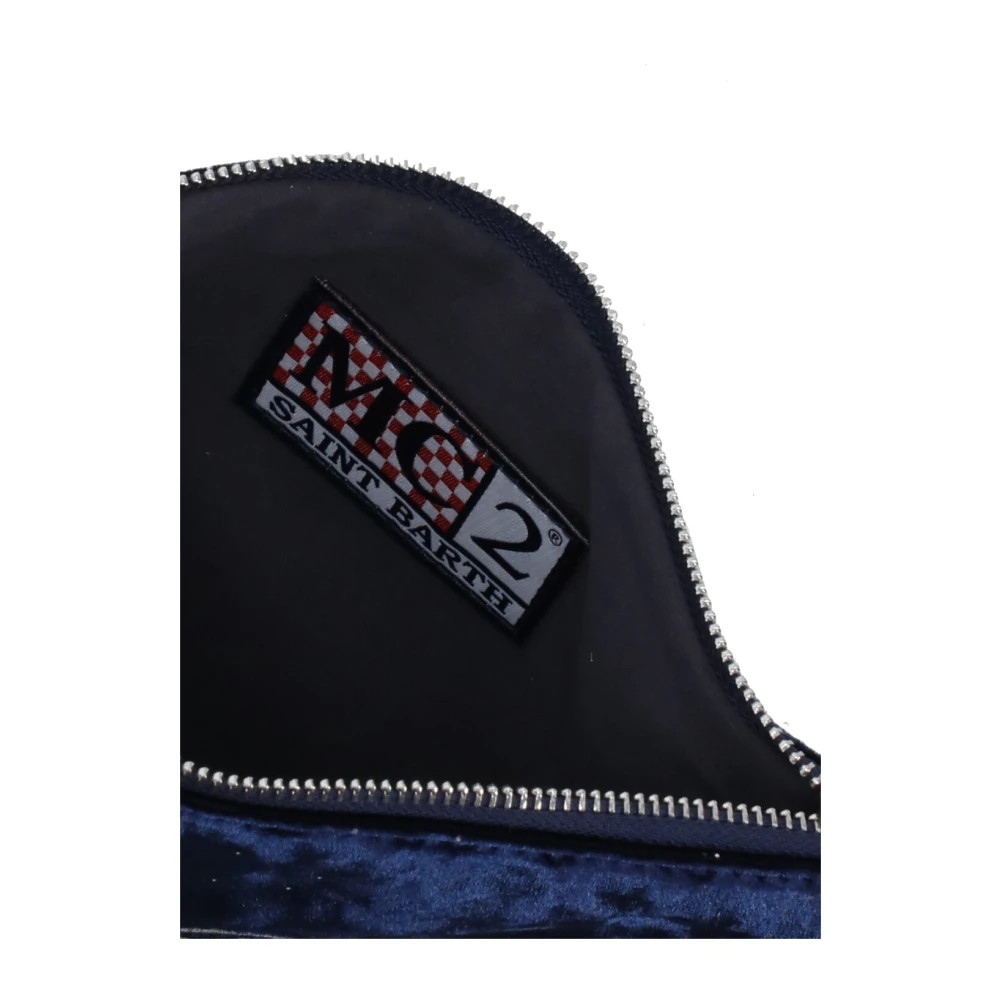 Saint Barth Blauwe Velvet Pochette met Borduurwerk Blue Dames