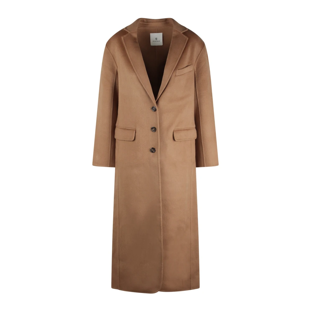 Anine Bing Wol Kasjmier Lange Jas Fw24 Brown Dames