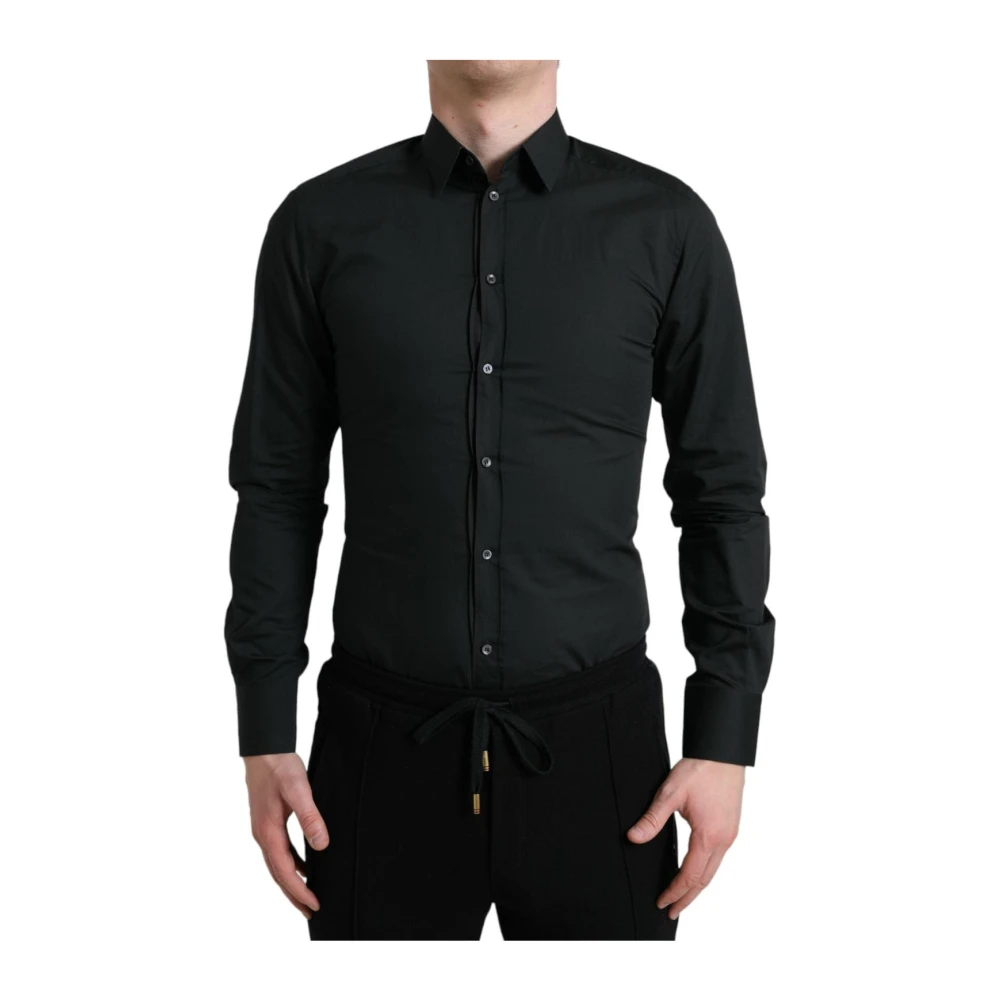 Dolce & Gabbana Black Cotton Silk Formal GOLD Dress Shirt - IT37 | XS - Image 2