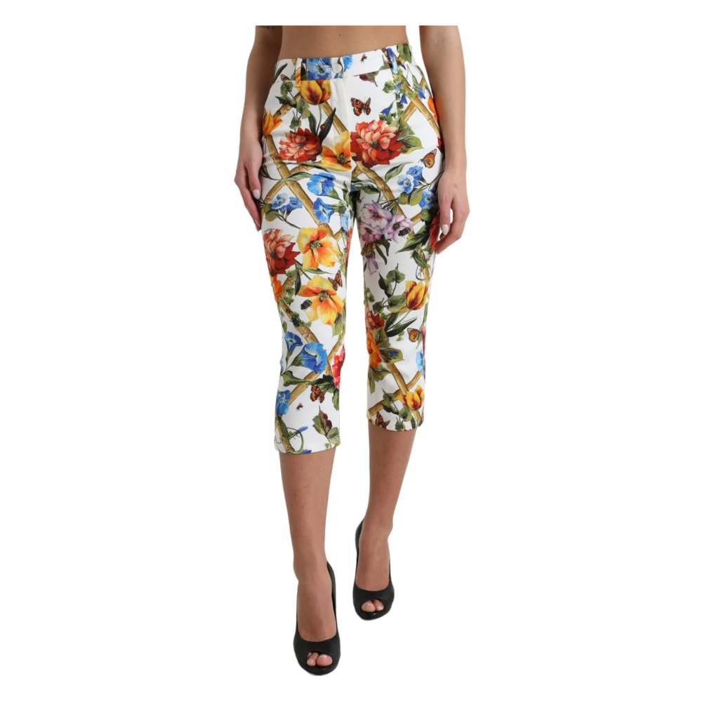Dolce & Gabbana Women's Multicolor Cropped Trousers,, Exquisite Floral High Waist Cropped Trousers Extra Small