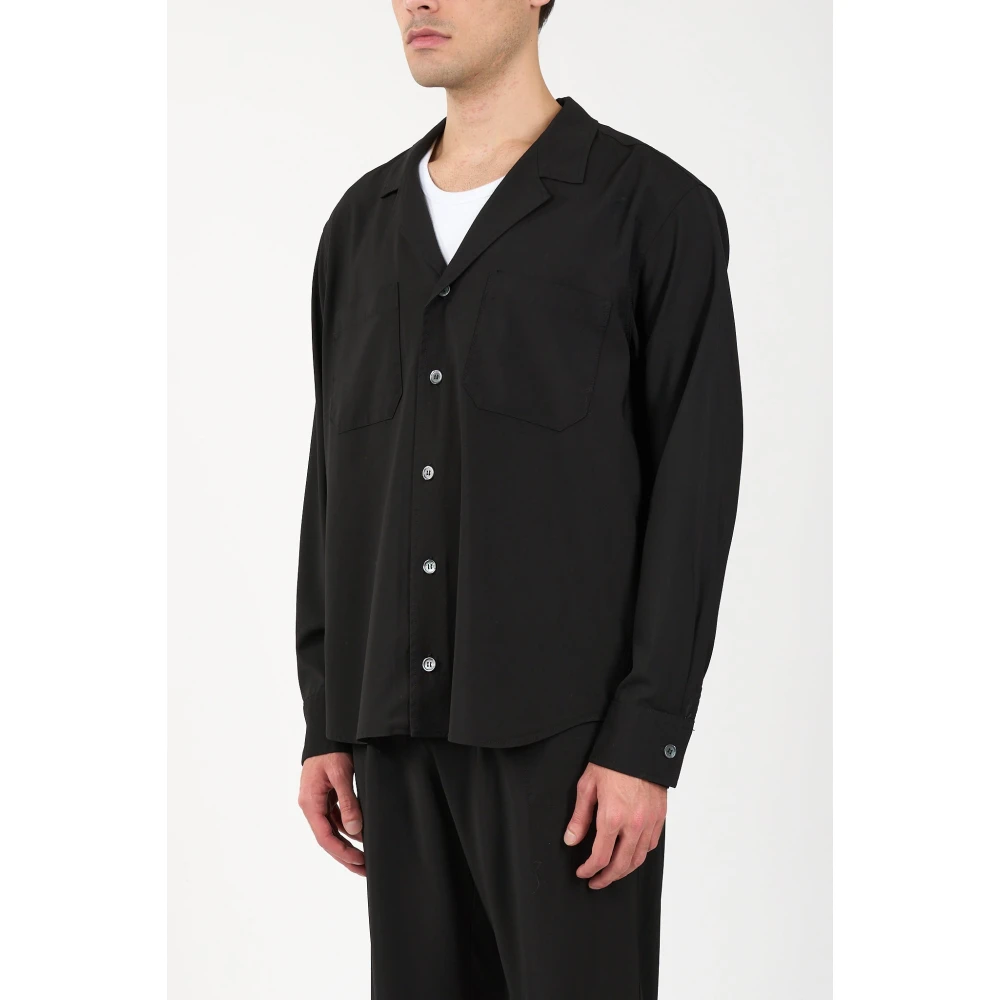 Mauro Grifoni Wollen overhemd met knoopsluiting Black Heren