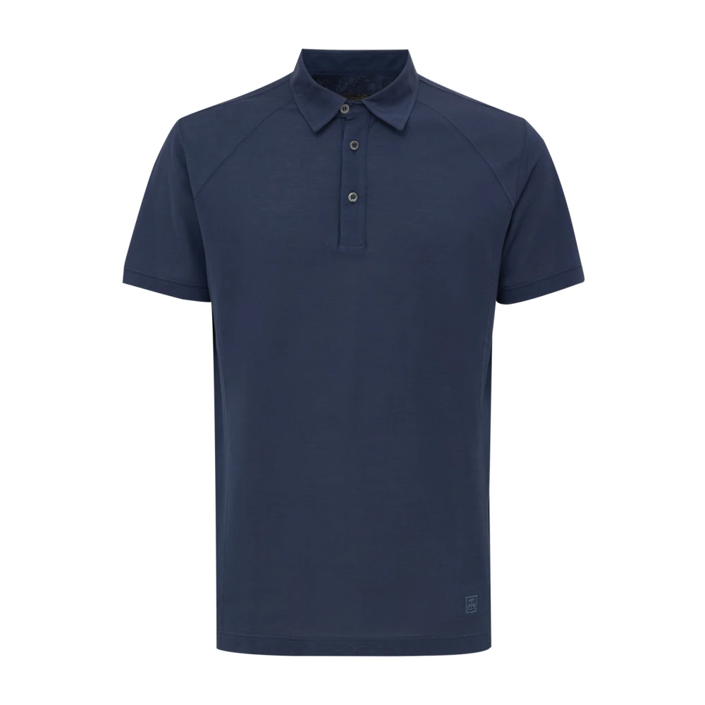 Corneliani Navy Blue Polo Shirt Classic Collar Blue Heren