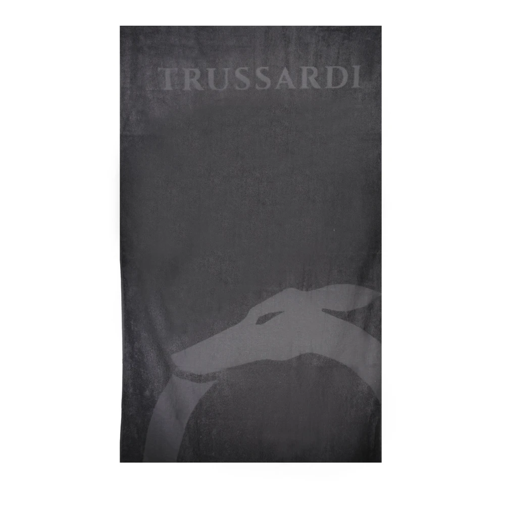 Trussardi Geborduurde Strandhanddoek Zwart Mannen Black Heren