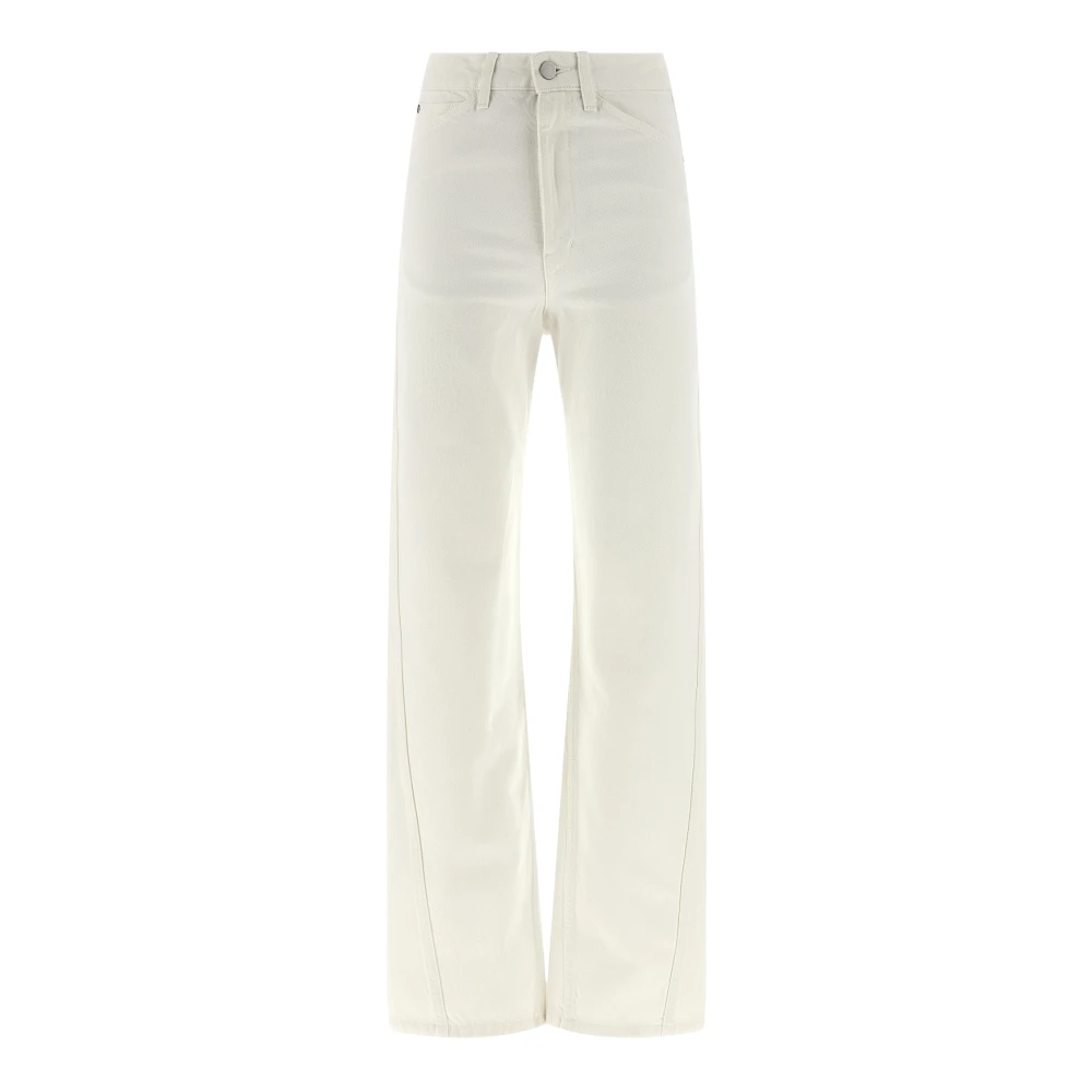 Lemaire Women's White High-Waisted Straight Trousers - Wide Jeans - S - Jeans