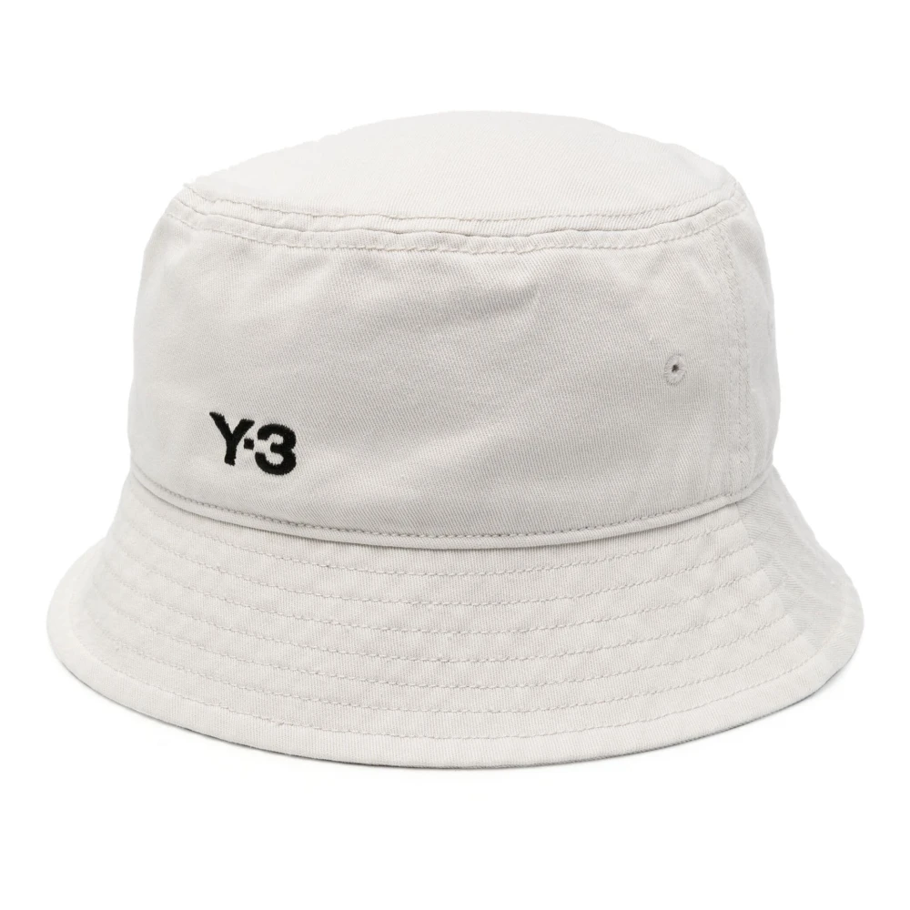Y-3 Talc Bucket Hat met Geborduurd Logo White Dames