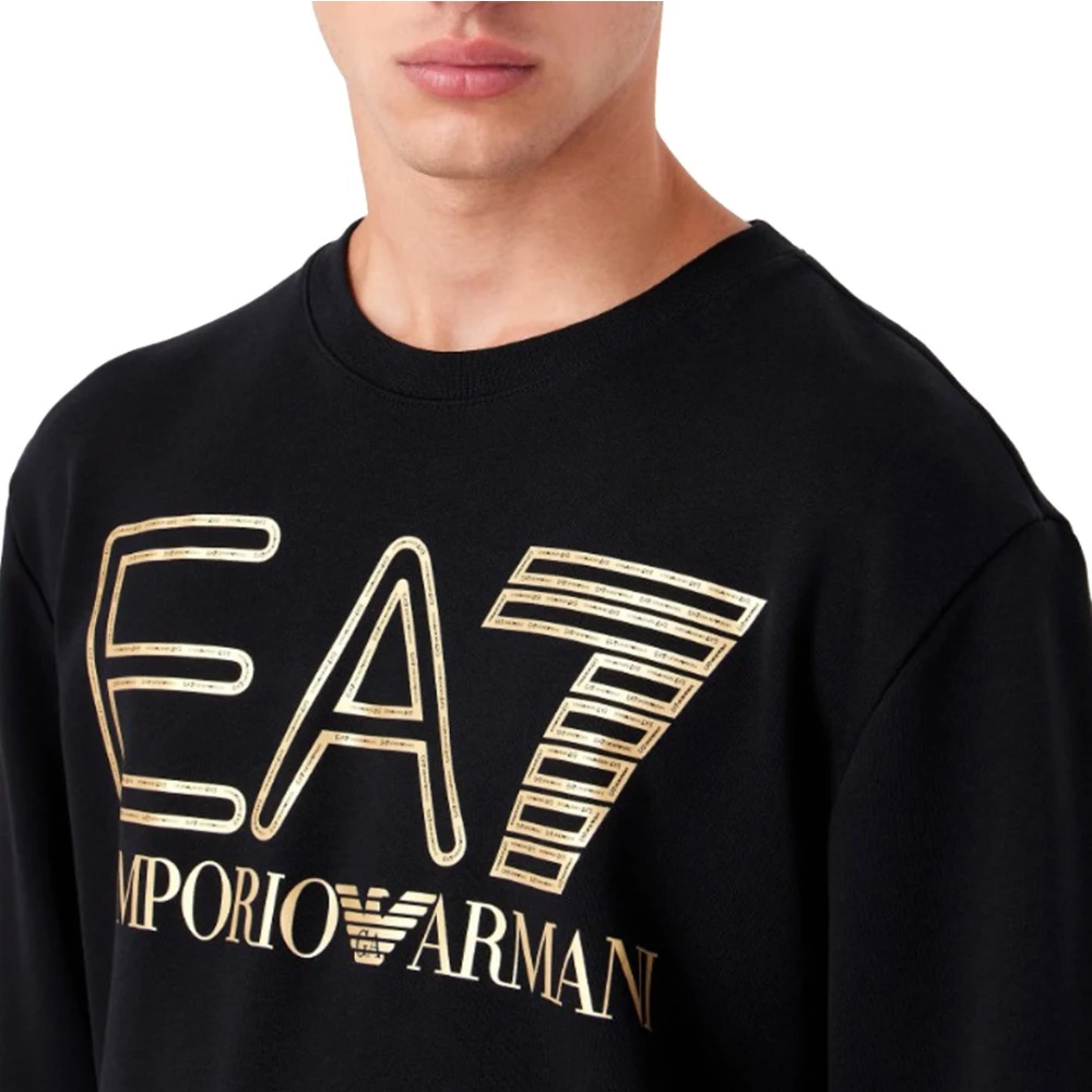 Emporio Armani EA7 Contrast Logo Crew-Neck Sweatshirt Black Heren