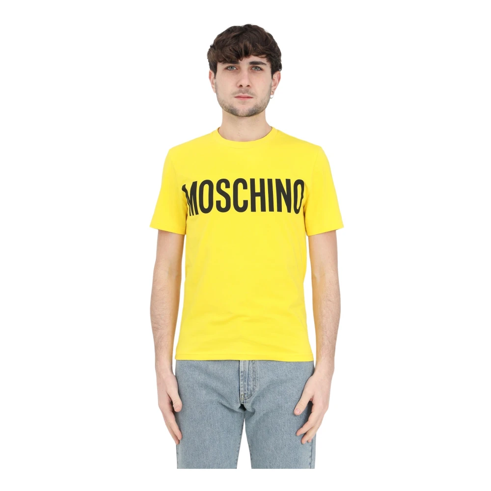 Moschino Gele Logo Print T-shirt Yellow Heren