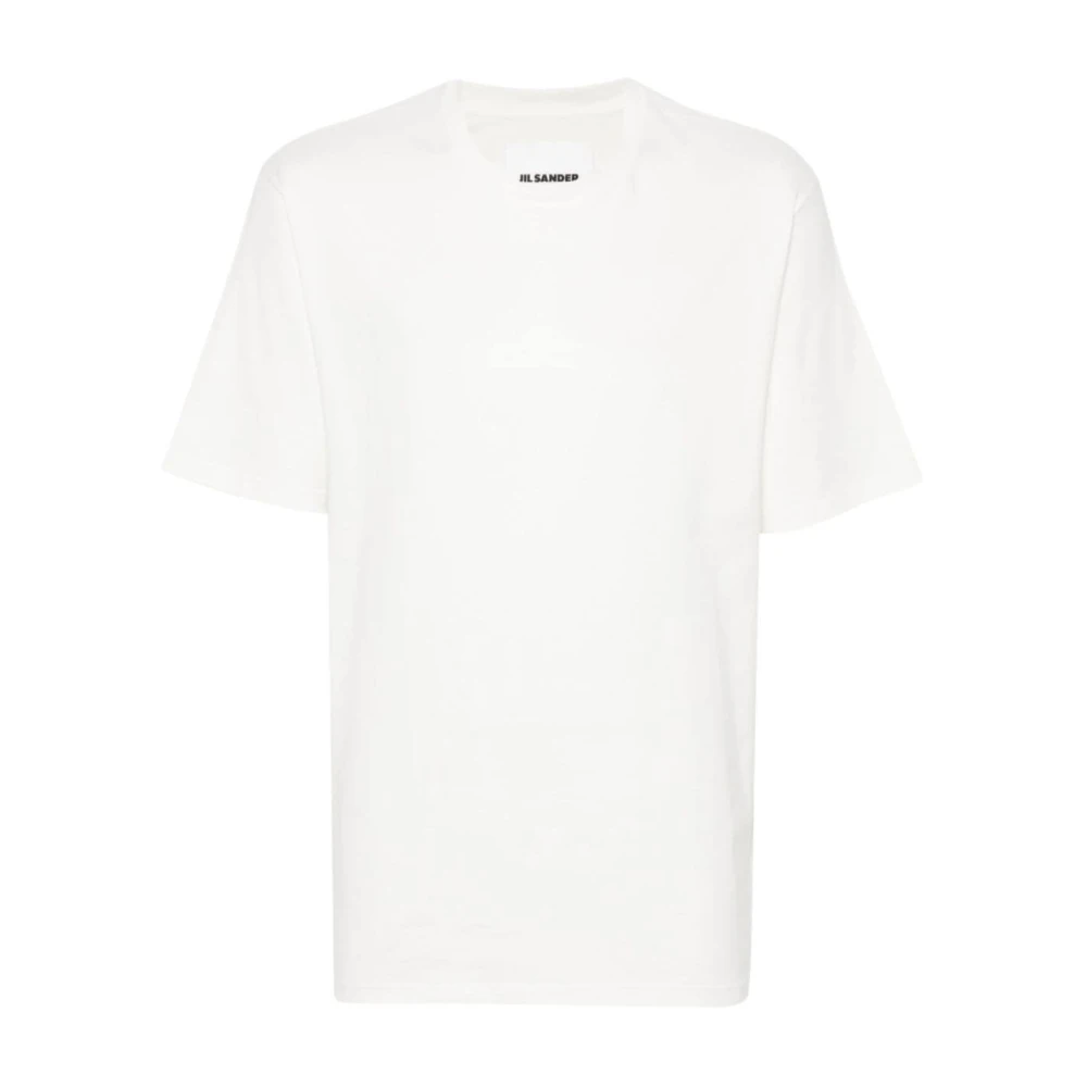 Jil Sander Witte Katoenen Ronde hals T-shirt Mannen White Heren