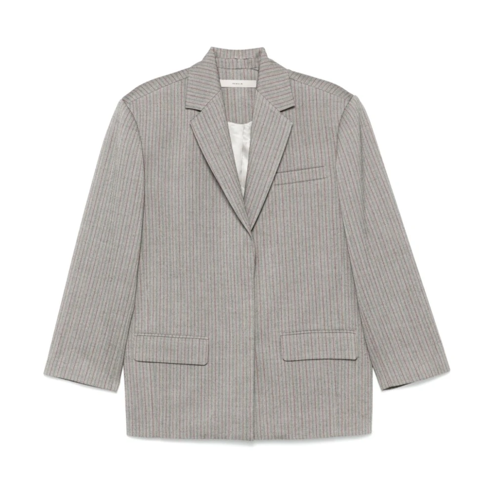 Remain Birger Christensen Gestreepte Oversized Blazer Gray Dames