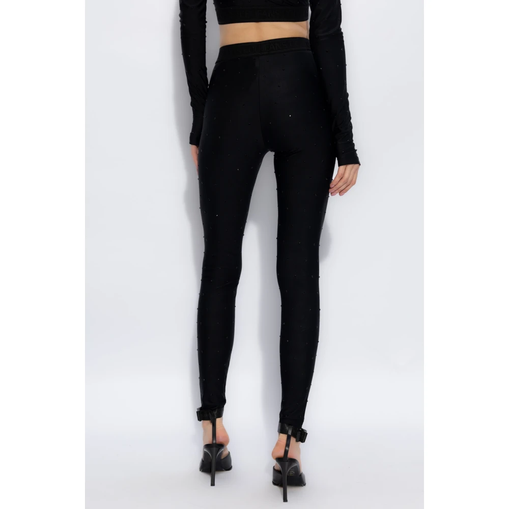 Versace Jeans Couture Leggings met strass-steentjes Black Dames