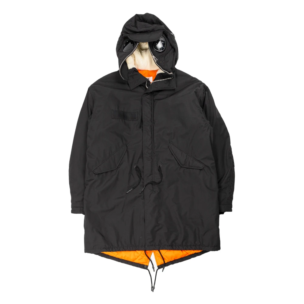 Junya Watanabe Zwarte Nylon Goggle Parka Jas Black Heren