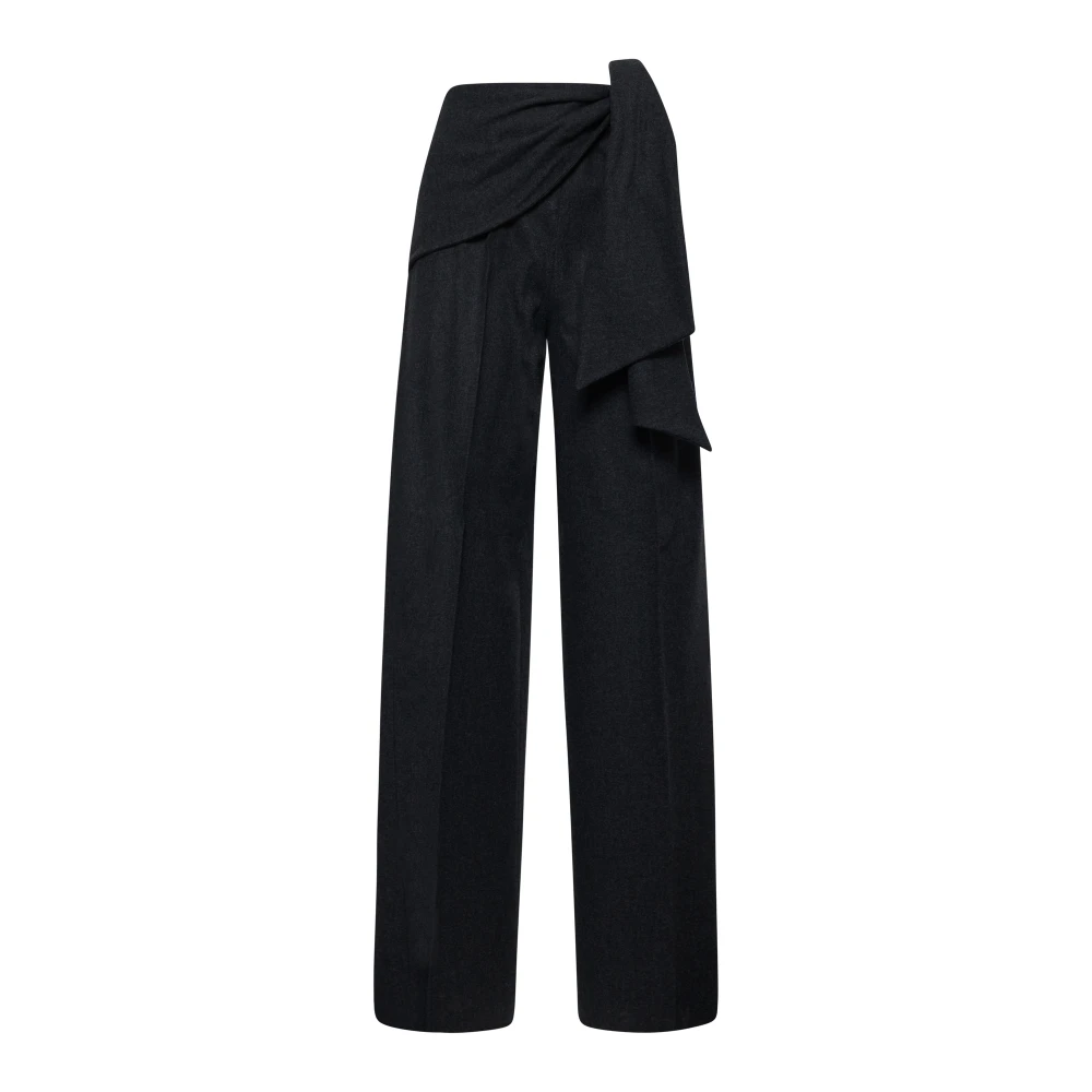 Max Mara Donkergrijze Wollen Broek Wijde Pijp Gray Dames