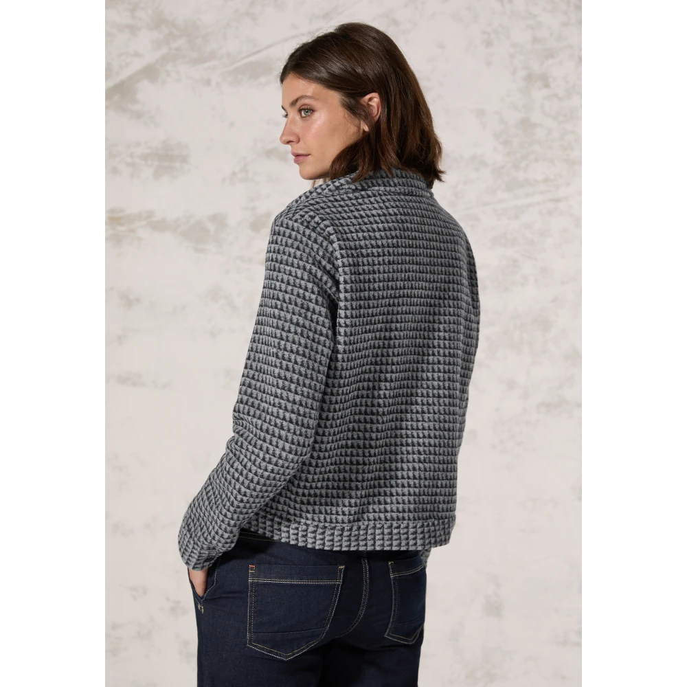 cecil Korte Jacquard Jas met Hem Kraag Gray Dames