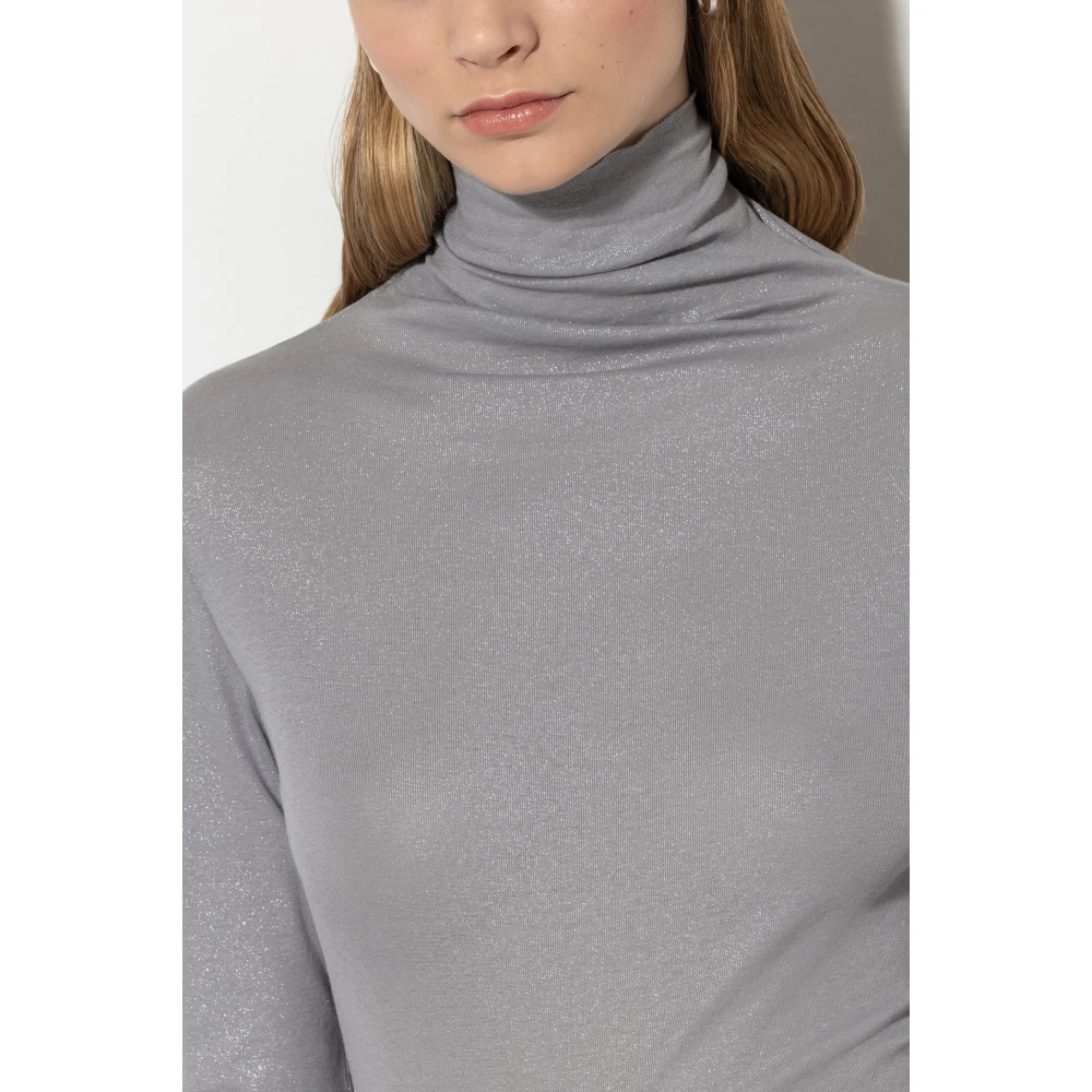 LUISA CERANO Glitter Print Longsleeve T-Shirt Gray Dames