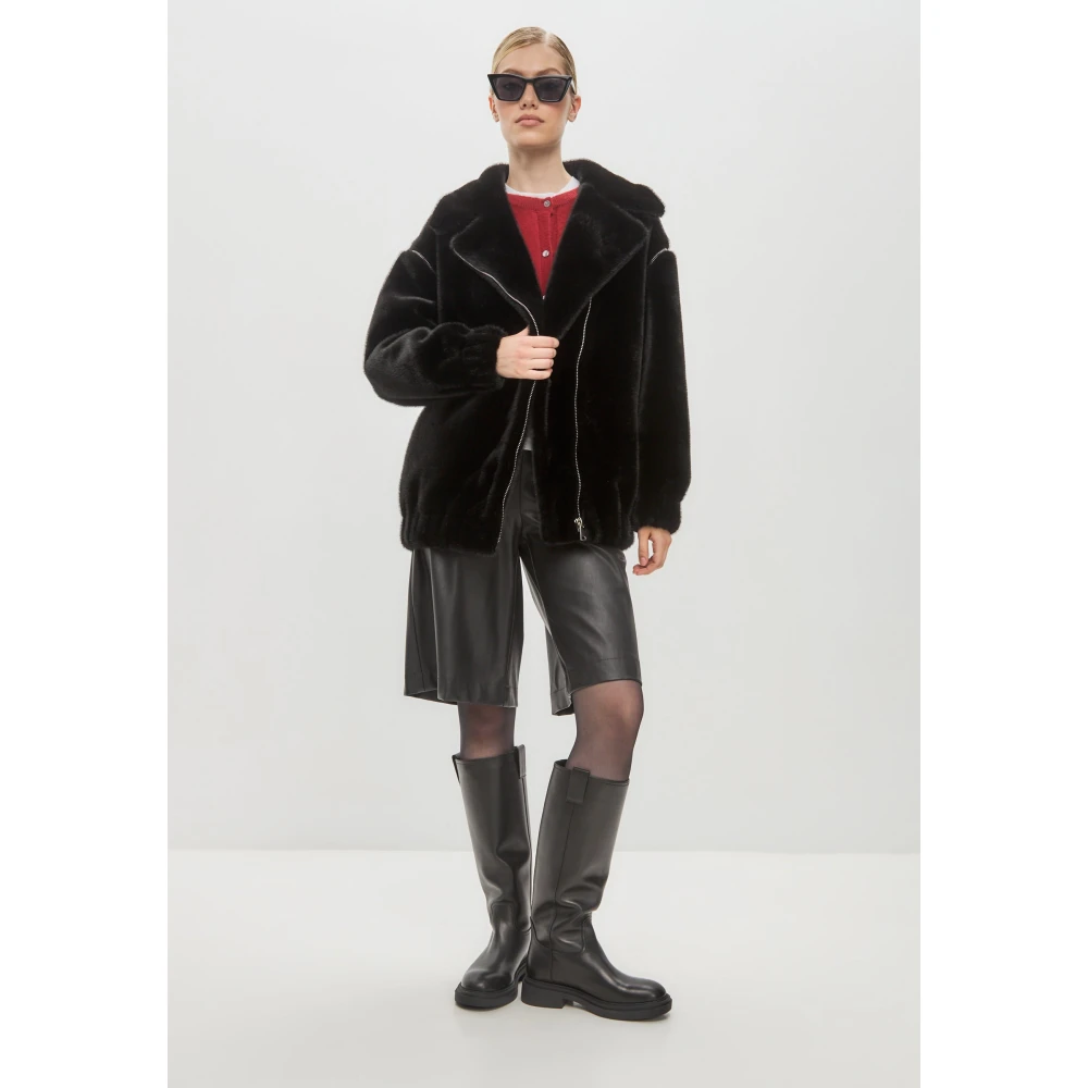 Cesare Gaspari Faux Fur & Shearling Jackets Black Dames