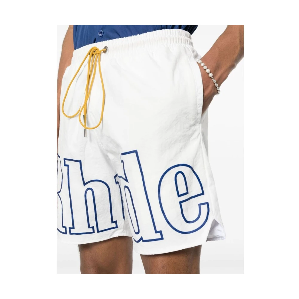 Rhude Waterafstotende Logo Shorts White Heren