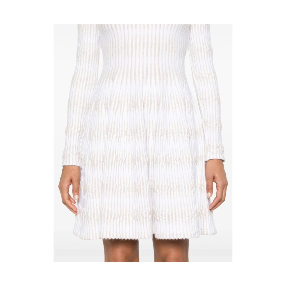 Antonino Valenti Metallic Draad Jacquard Gebreide Jurk White Dames