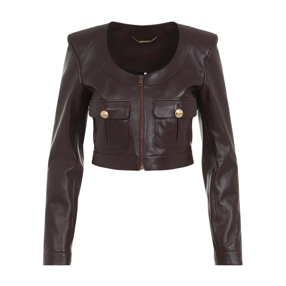Chloé Bruin Leren Jas Brown Dames