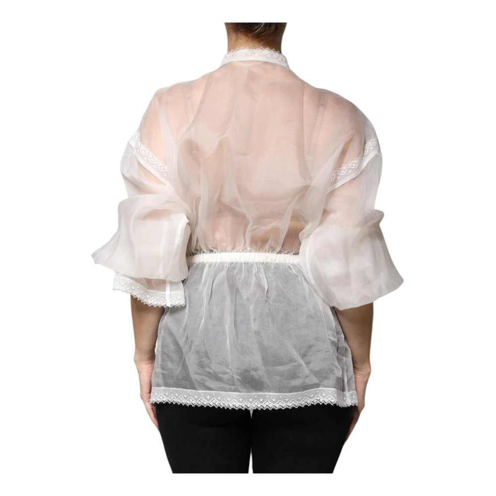 Dolce & Gabbana Witte Zijden Ascot Kraag Blouse White Dames